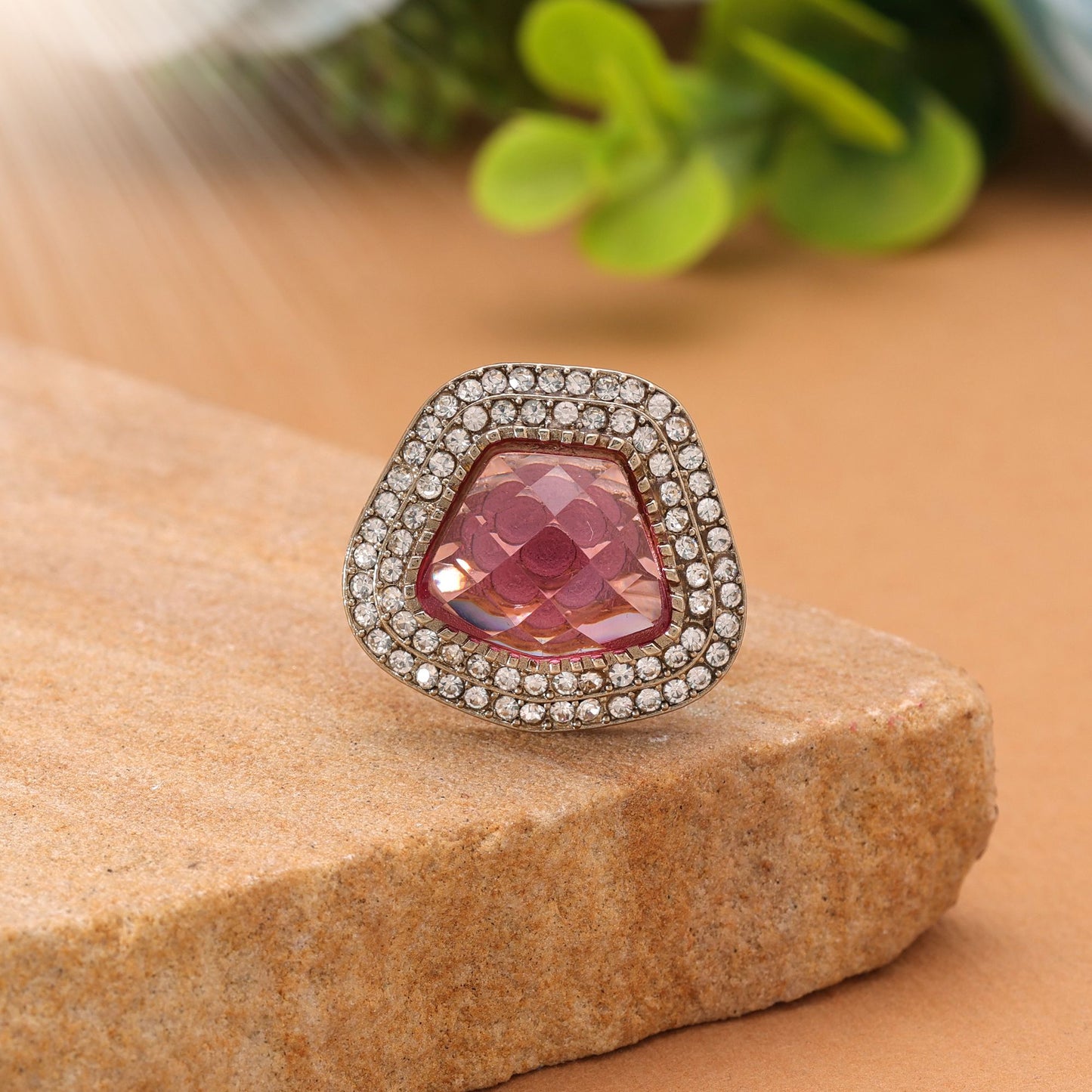 Purple Color Stone Ring with Elegant Sparkling Designer Fashion Statement Look