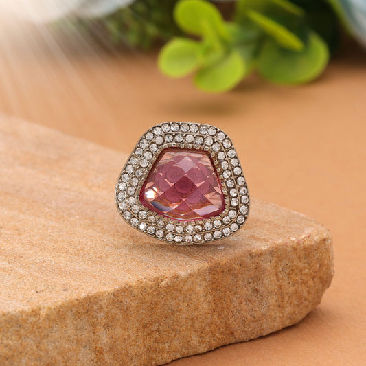 Purple Color Stone Ring with Elegant Sparkling Designer Fashion Statement Look