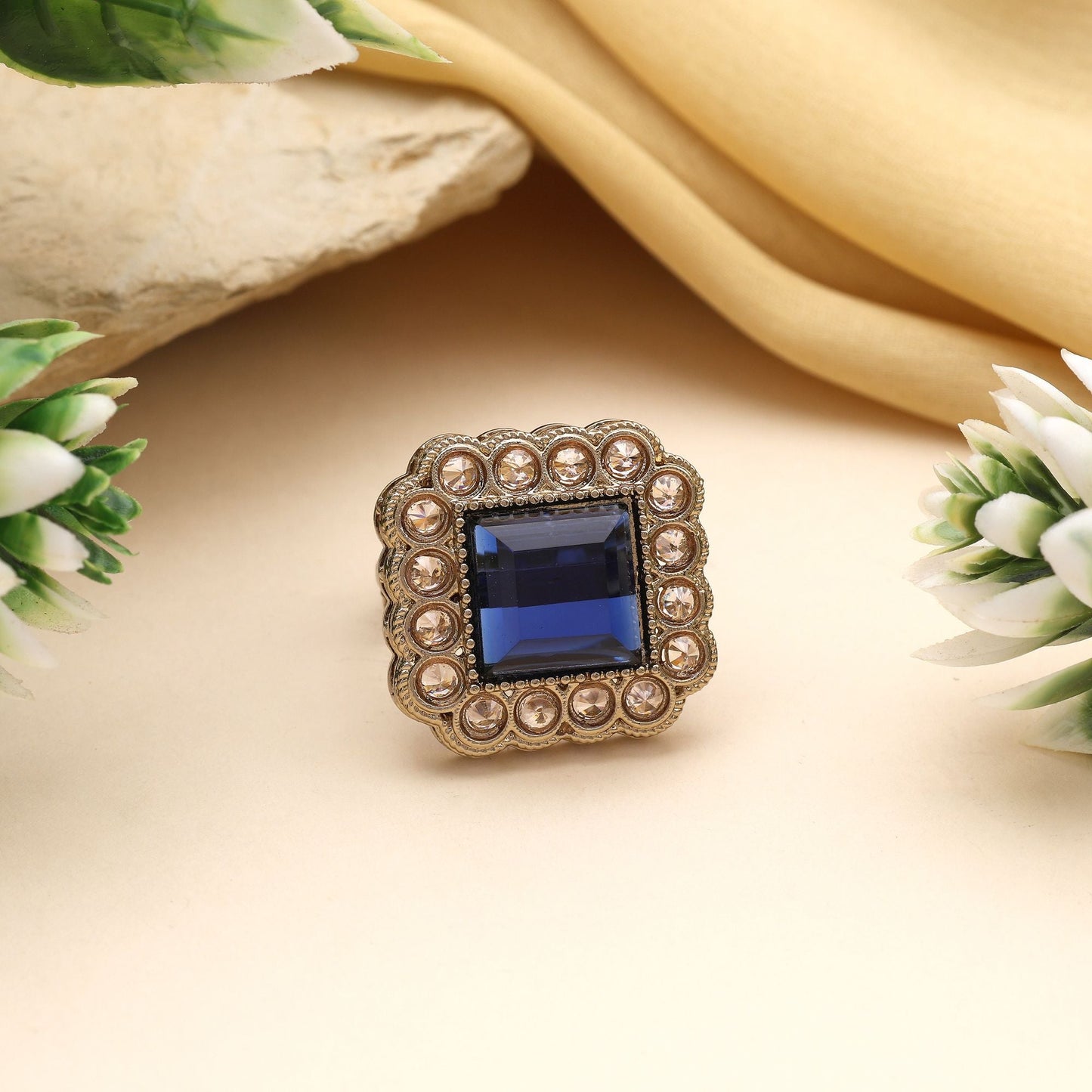 Assorted Color Combo Of 10 Pieces Kundan Rings (FNKDR103CMB)