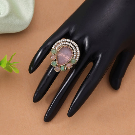 Multi Color Kundan Ring Featuring Vibrant Traditional Festive Jewelry Collection