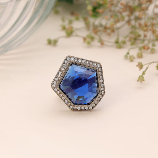 Blue Color Stone Ring with Modern Elegant Party Wear Fashion Appeal