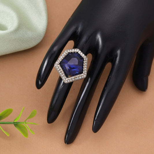 Blue Color Stone Ring with Modern Elegant Party Wear Fashion Appeal