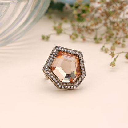 Peach Color Stone Ring Crafted for Elegant Designer Traditional Fashion Wear