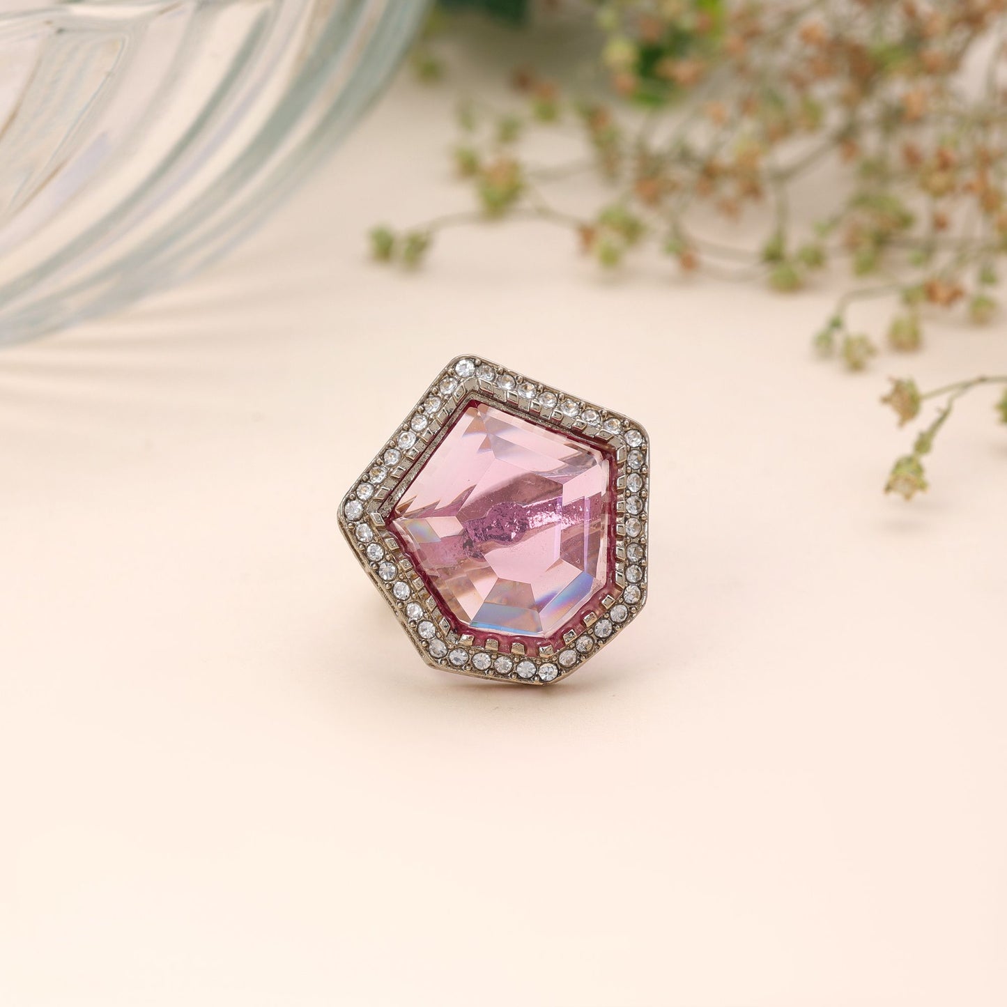 Purple Color Stone Ring with Beautiful Ethnic Sparkling Jewelry Appeal