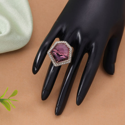 Purple Color Stone Ring with Beautiful Ethnic Sparkling Jewelry Appeal