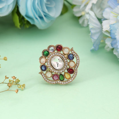 Multi Color Kundan Ring with Vibrant Traditional Designer Fashion Collection