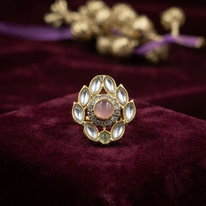 Light Purple Color Kundan Ring Featuring Premium Traditional Designer Appeal