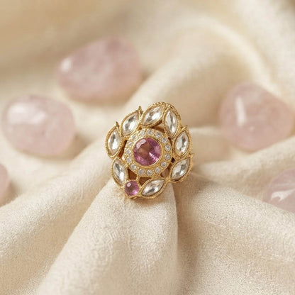 Violet Color Kundan Ring with Beautiful Handmade Ethnic Fashion Style