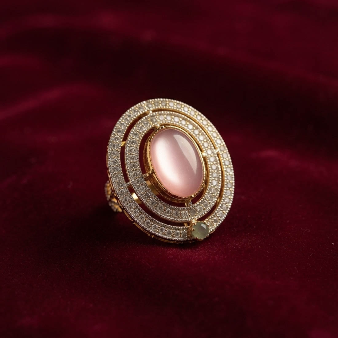 Light Pink & Light Green Color Kundan Ring with Beautiful Ethnic Appeal