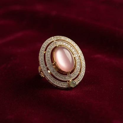 Light Pink & Light Green Color Kundan Ring with Beautiful Ethnic Appeal