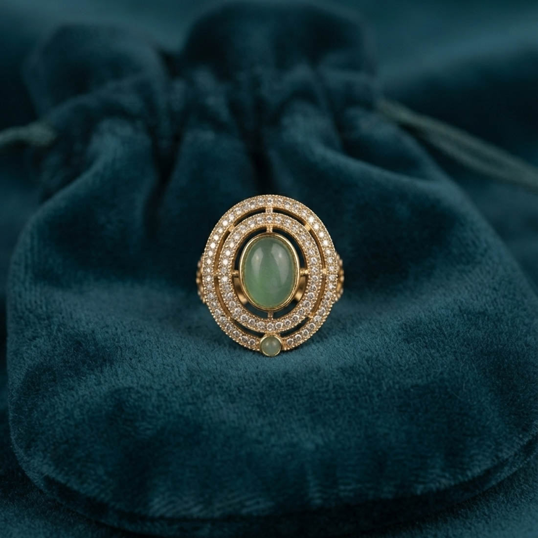 Paris Green Color Kundan Ring with Royal Designer Jewelry Appeal