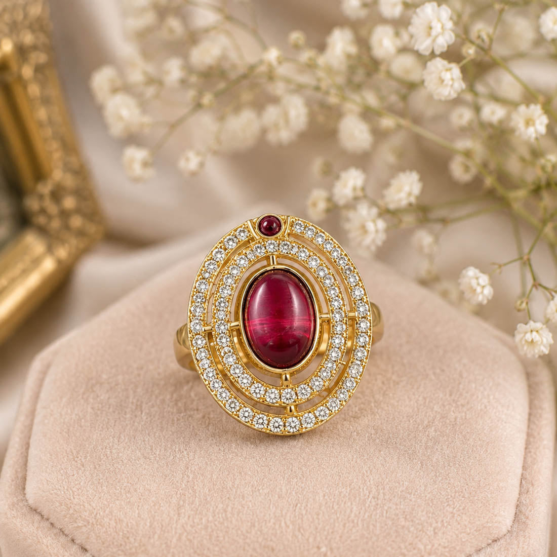 Pinkish Purple Color Kundan Ring with Stylish Ethnic Designer Finish