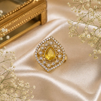 Light Yellow Color Kundan Ring with Beautiful Handmade Jewelry Appeal