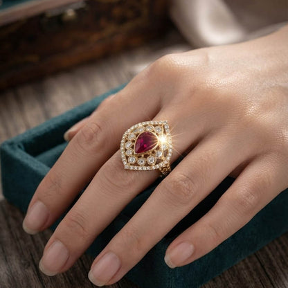 Purple Color Kundan Ring Featuring Premium Handmade Traditional Jewelry Style