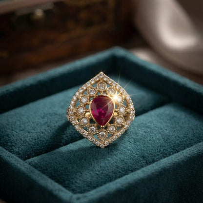 Purple Color Kundan Ring Featuring Premium Handmade Traditional Jewelry Style