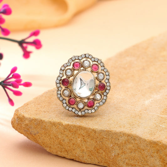 Purple Color Kundan Ring with Royal Designer Festive Appeal