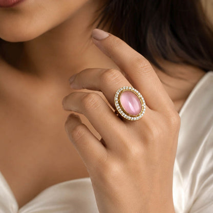 Light Pink Color Kundan Ring with Elegant Designer Traditional Style