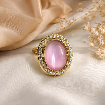 Light Pink Color Kundan Ring with Elegant Designer Traditional Style