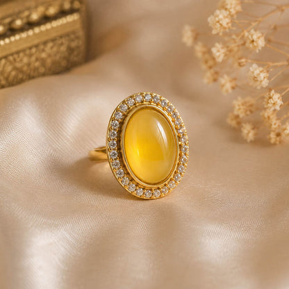 Orange Color Kundan Ring with Beautiful Festive Handmade Jewelry Style