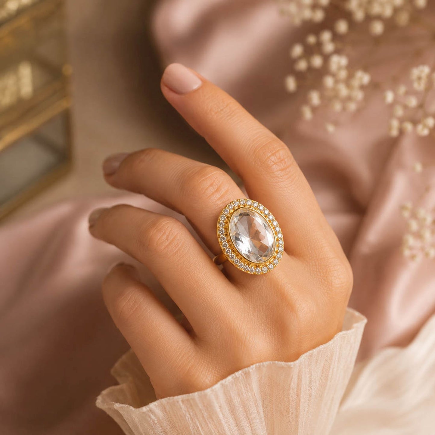 White Color Kundan Ring with Beautiful Handmade Traditional Jewelry Finish