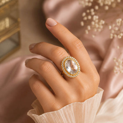 White Color Kundan Ring with Beautiful Handmade Traditional Jewelry Finish