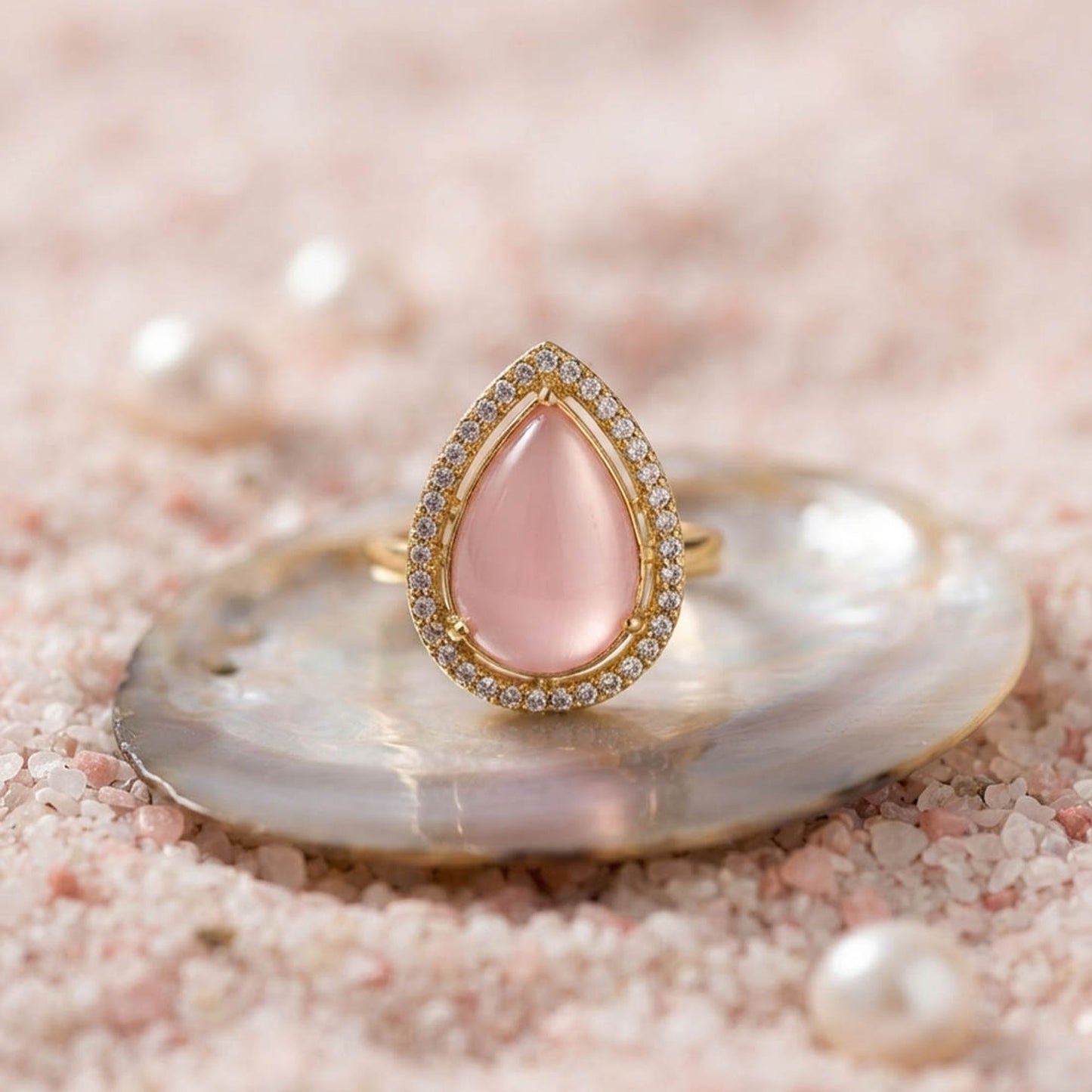 Light Pink Color Kundan Ring with Stylish Ethnic Jewelry Finish