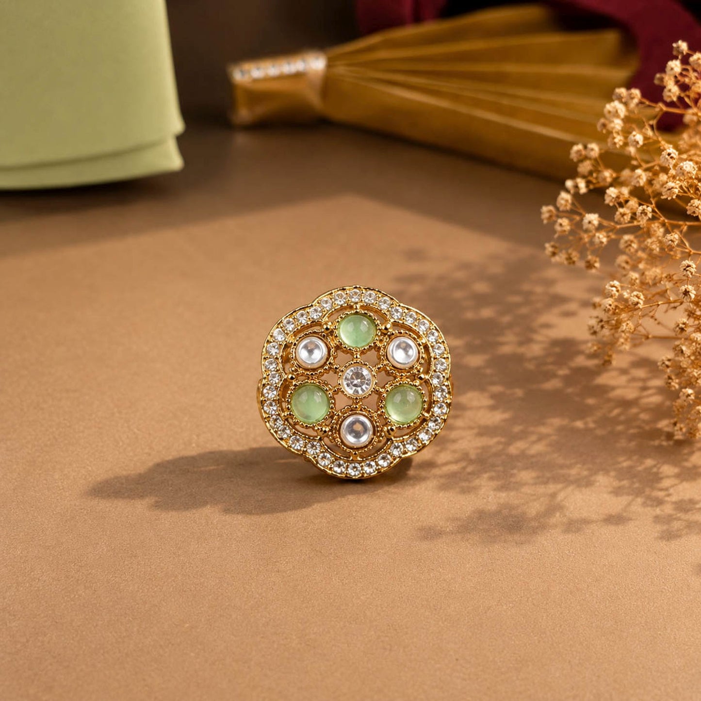 Multi Color Kundan Ring Featuring Beautiful Festive Designer Fashion Style