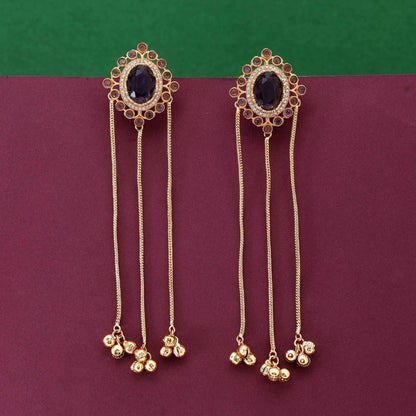 Purple Color Beautifully Crafted Long Kashmiri Earrings For Women’S Ethnic Fashion