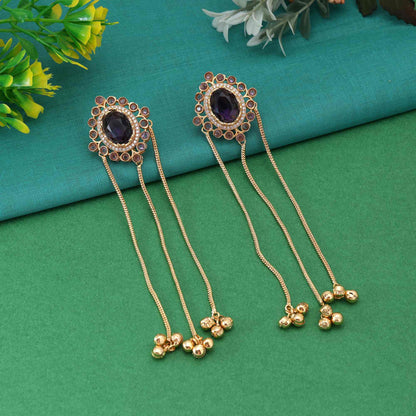 Purple Color Beautifully Crafted Long Kashmiri Earrings For Women’S Ethnic Fashion