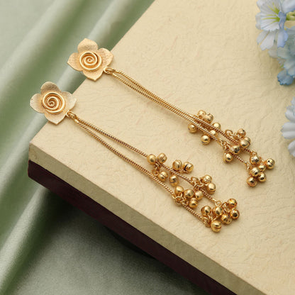 Gold Color Long Kasmiri Earrings Bringing Refined Traditional Beauty To Weddings And Festivals