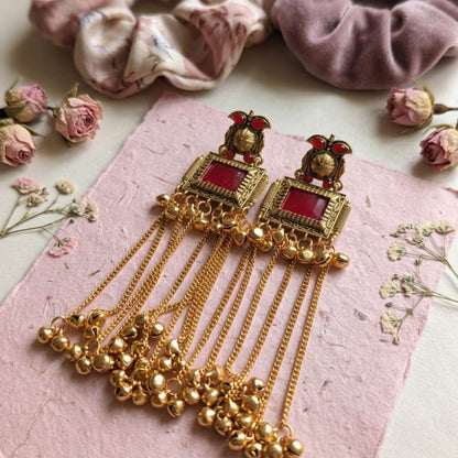 Rote Kaschmir-Ohrringe im königlichen Festschmuck-Stil für die Braut