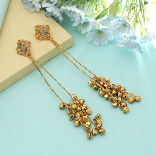Sky Blue Color Long Kasmiri Earrings Stylish Festive Jewelry With Soft Elegant Look