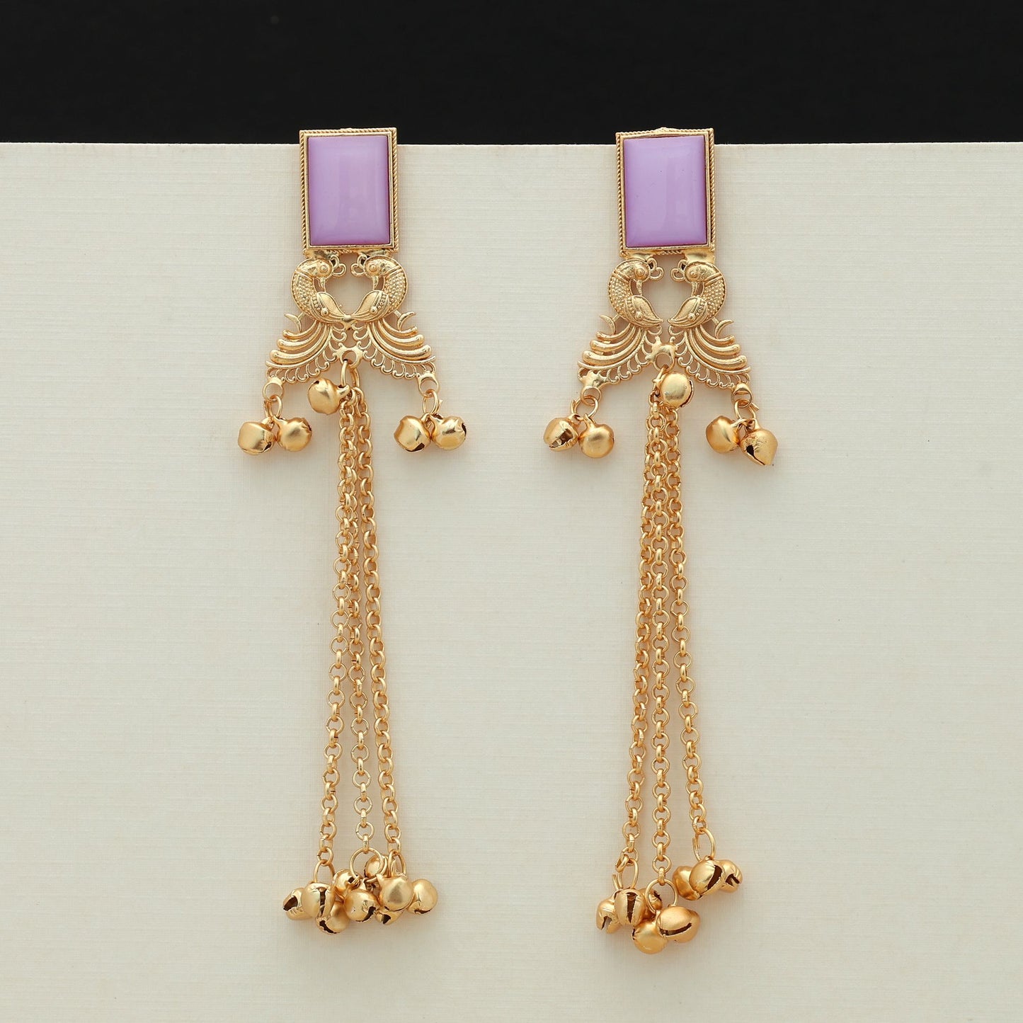 Light Purple Color Long Kasmiri Earrings Elegant Modern Ethnic Jewelry
