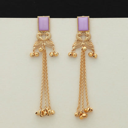 Light Purple Color Long Kasmiri Earrings Elegant Modern Ethnic Jewelry