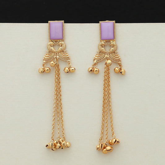 Light Purple Color Long Kasmiri Earrings Elegant Modern Ethnic Jewelry