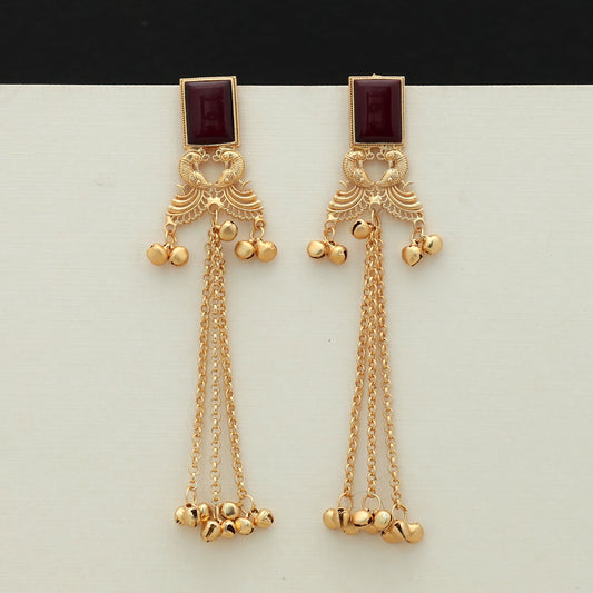 Maroon Color Long Kasmiri Earrings Royal Ethnic Statement Jewelry