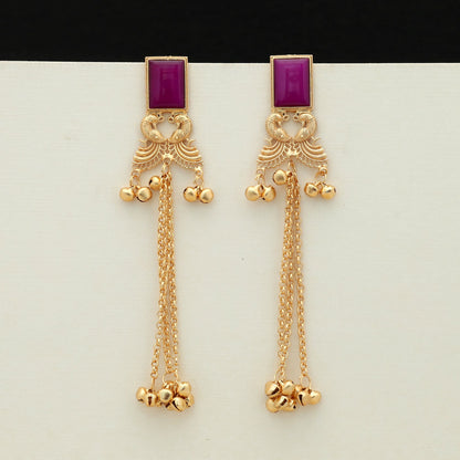 Purple Color Long Kasmiri Earrings Bold Stylish Traditional Jewelry