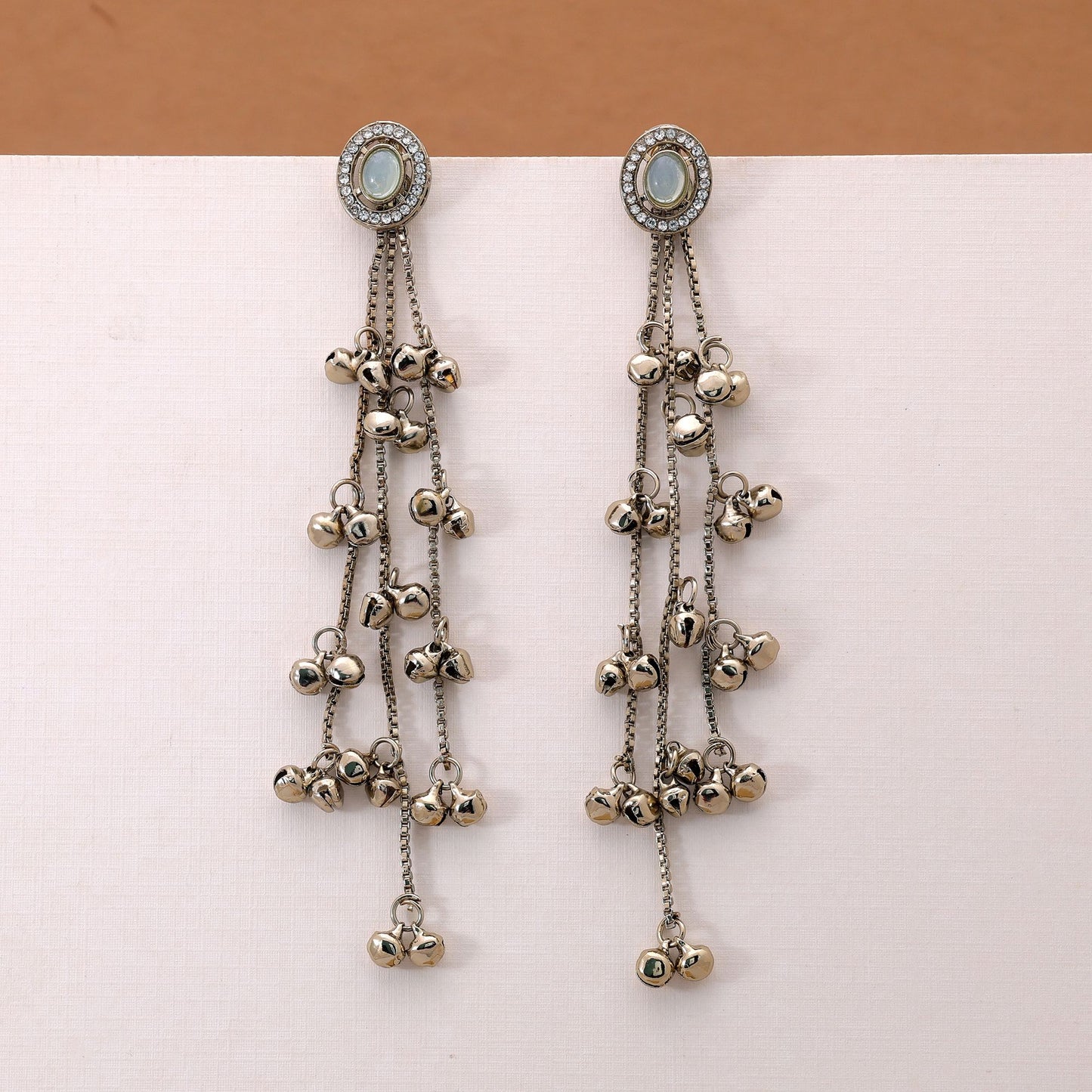 Aqua Blue Long Kasmiri Earrings with Beautiful Handmade Traditional Artwork