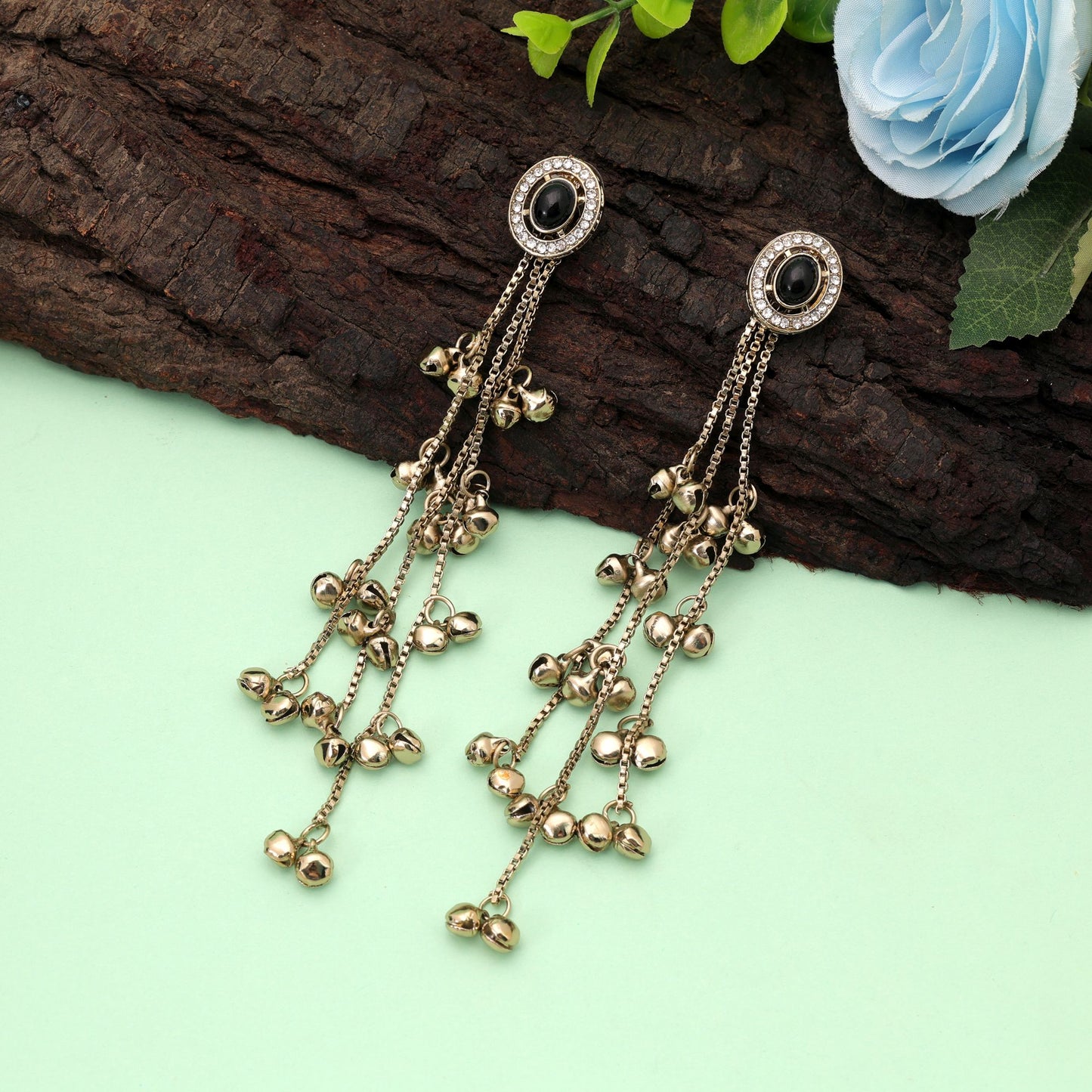 Black Color Long Kasmiri Earrings Featuring Premium Handmade Jewelry Collection
