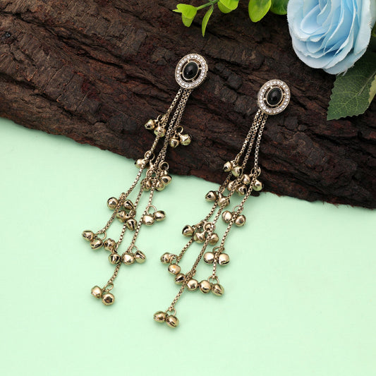 Black Color Long Kasmiri Earrings Featuring Premium Handmade Jewelry Collection