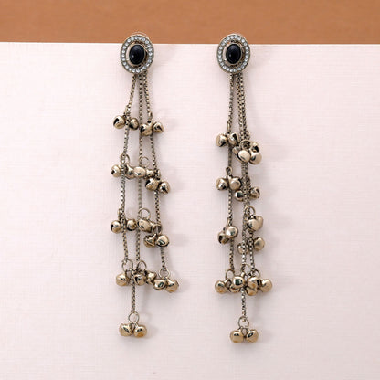 Black Color Long Kasmiri Earrings Featuring Premium Handmade Jewelry Collection