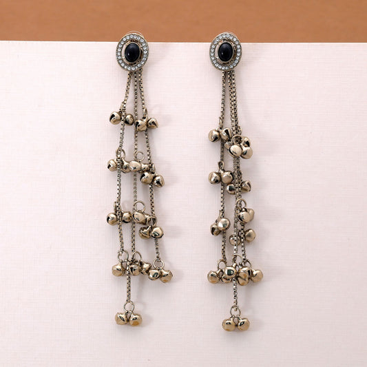 Black Color Long Kasmiri Earrings Featuring Premium Handmade Jewelry Collection