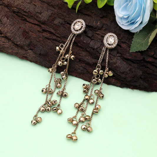 Crystal Color Long Kasmiri Earrings with Stylish Ethnic Jewelry Collection