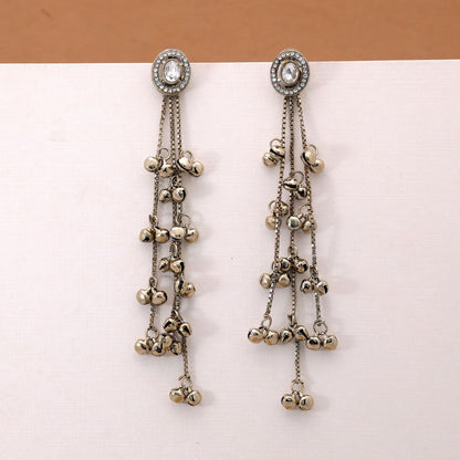 Crystal Color Long Kasmiri Earrings with Stylish Ethnic Jewelry Collection