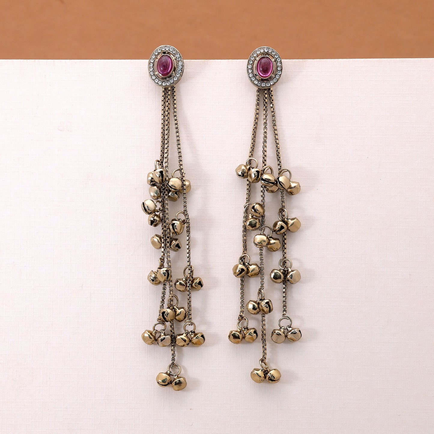 Purple Color Long Kasmiri Earrings Crafted with Elegant Traditional Artwork