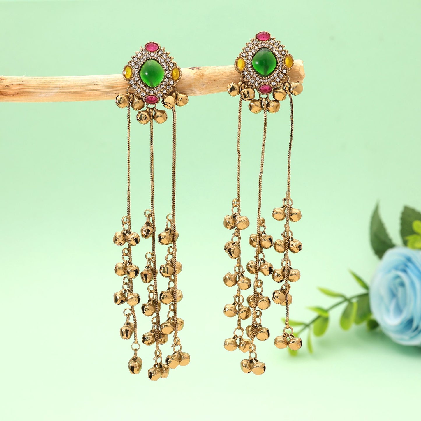 Multi Color Long Kasmiri Earrings Featuring Beautiful Artistic Jewelry Collection