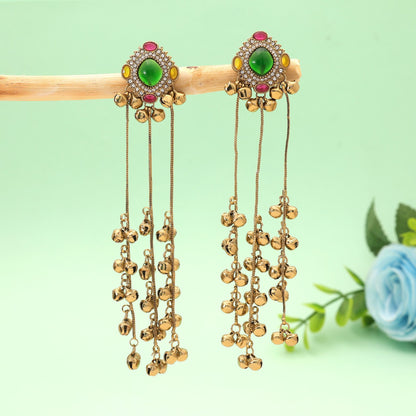 Multi Color Long Kasmiri Earrings Featuring Beautiful Artistic Jewelry Collection