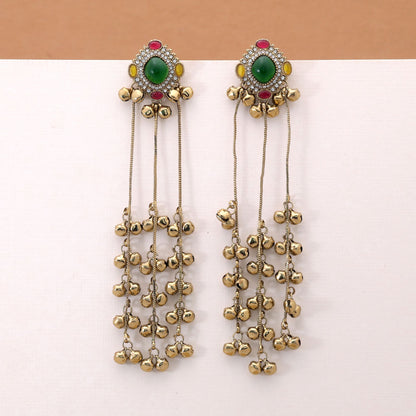 Multi Color Long Kasmiri Earrings Featuring Beautiful Artistic Jewelry Collection