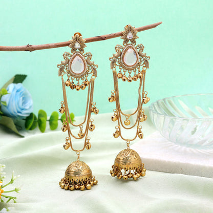 Light Pink Color Long Kasmiri Earrings Featuring Premium Traditional Jewelry Collection