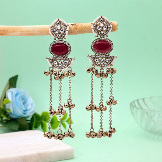 Purple Color Long Kasmiri Earrings with Beautiful Traditional Handmade Appeal
